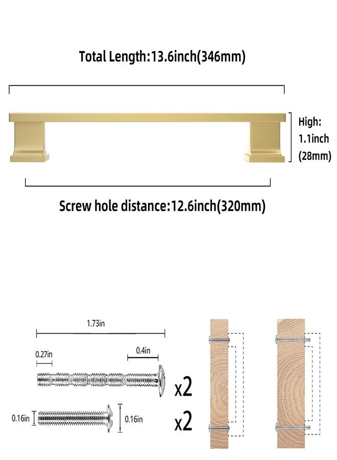 COTYKILEY 6 Pack 12.6 Inch(320mm) Brushed Gold Cabinet Handles Gold Kitchen Cabinet Pulls Cabinet Door Handles Kitchen Cabinet Hardware - Image 2